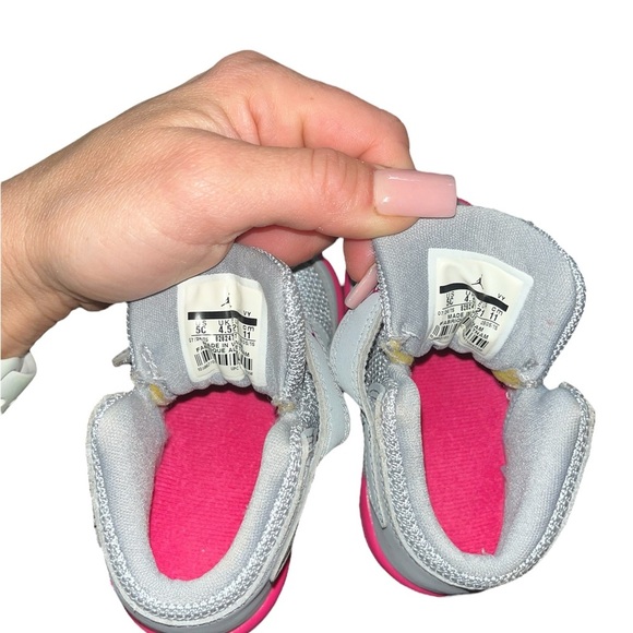 Baby Jordans Gray and Pink Sneakers gym shoe - Picture 5 of 7